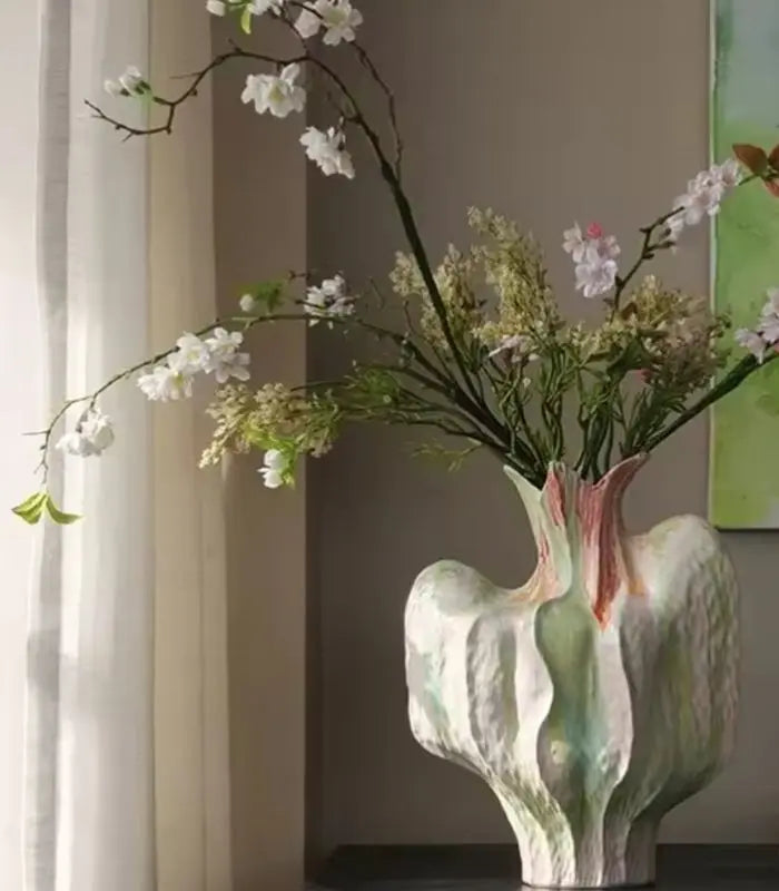 Calista Sculptural Ceramic Vase – Artisan Hand-Painted Botanical Form 34 cm