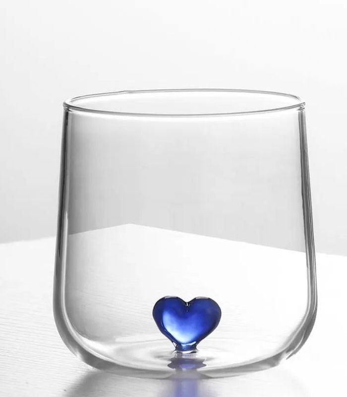 Handblown Heart Glass Goblet - Unique Cocktail Glassware