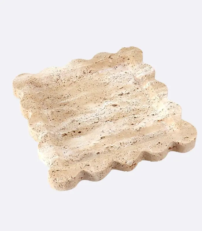 Decorative Tray Beige Stone Travertine Square 20 cm