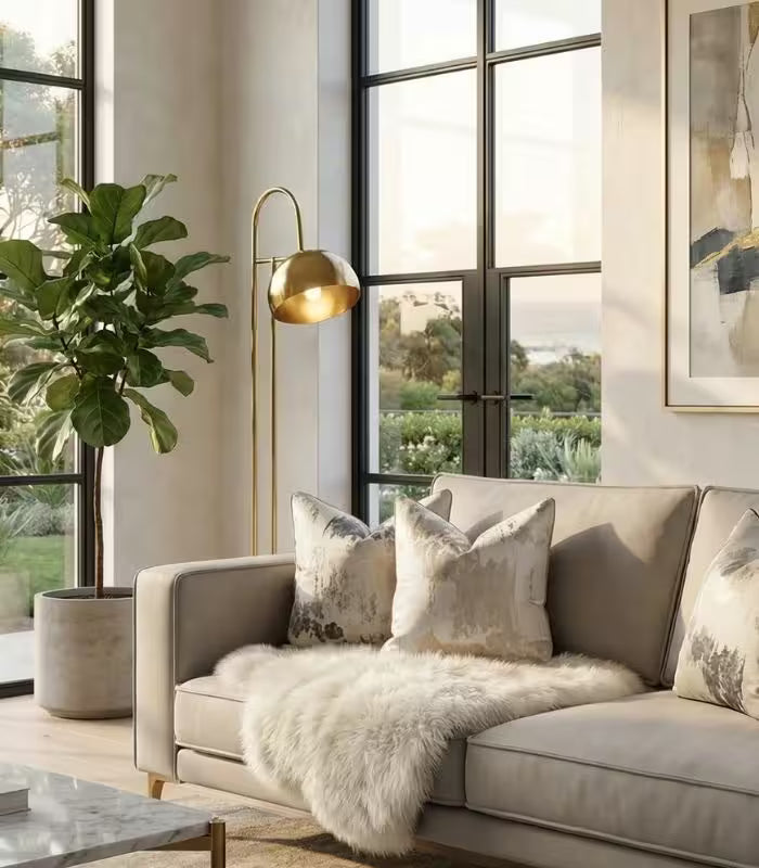 Ethereal Brushstroke Accent Pillow Cover | Handcrafted Metallic Detail Cushion