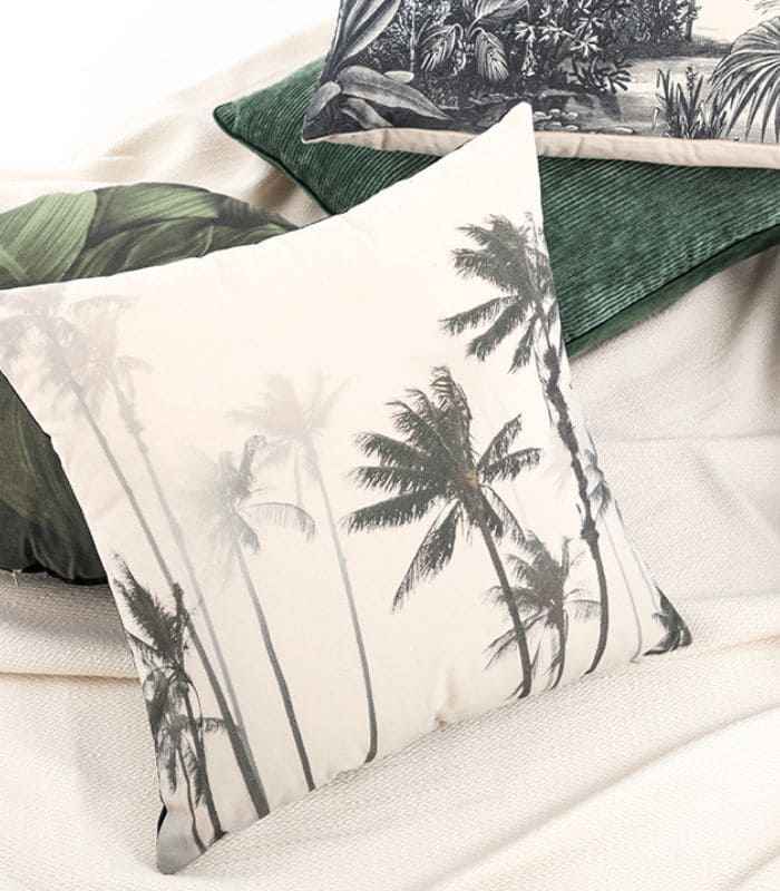 Night Jungle Velvet Cushion Cover Grey White Velvet