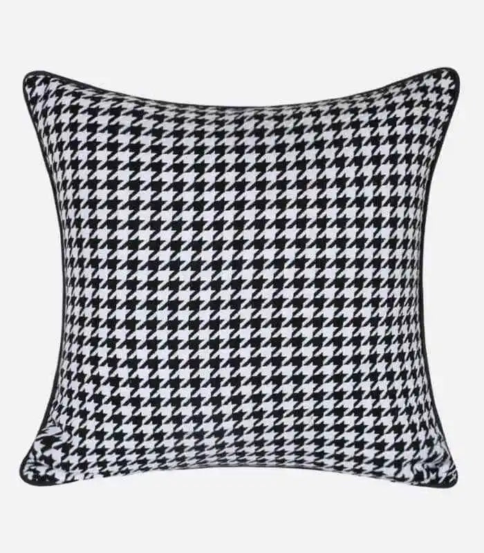 Modern Houndstooth Pattern Cushion Cover Black & White 45x45cm