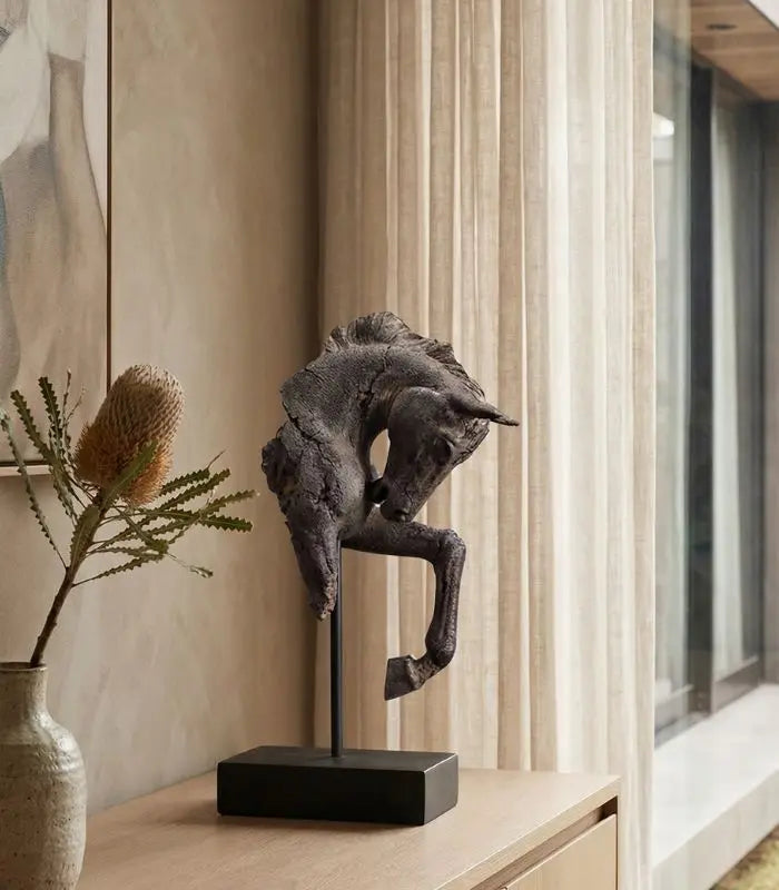 Contemplative Equine Decorative Sculpture – Artisan Resin Masterpiece Large 43 cm