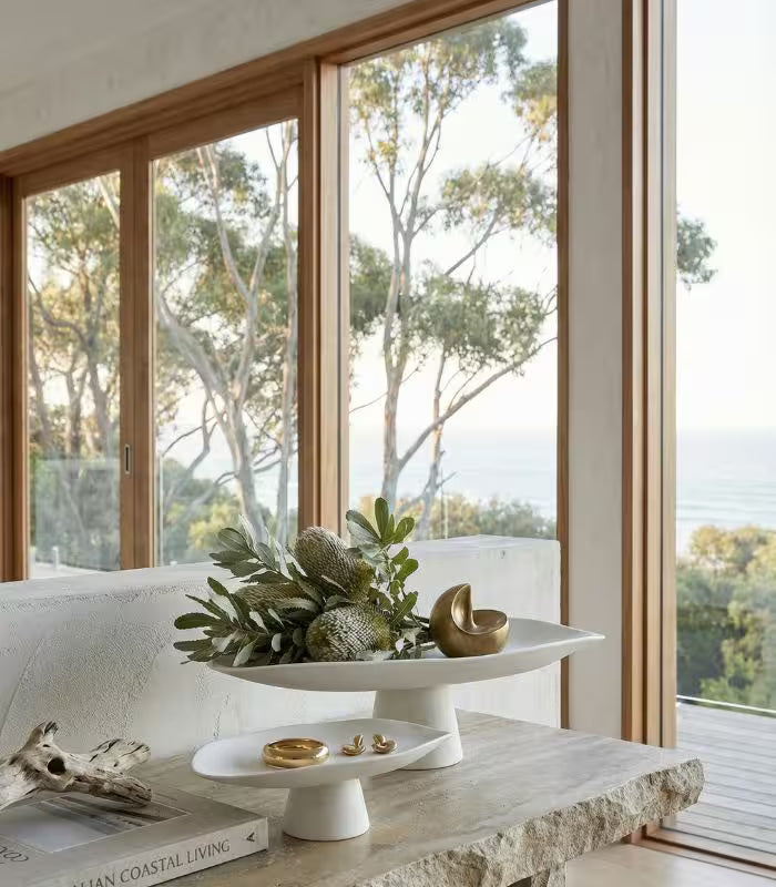 Decorative Porcelain Tray Handcrafted Fruit Bowl Table Storage White