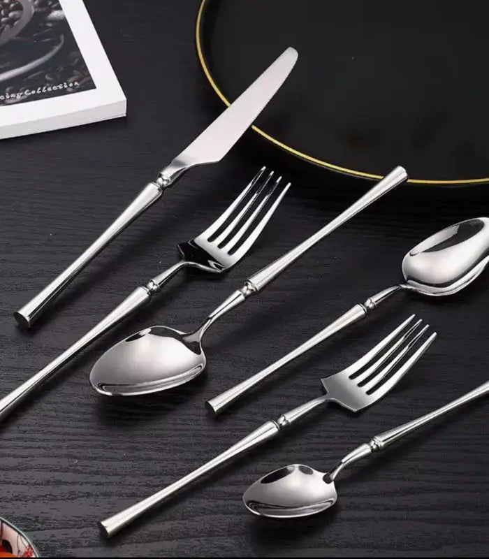Set of 30 Classic Stainless Steel Art Deco Cutlery Silver Set for 6 people