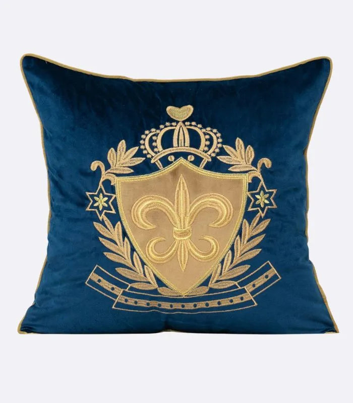 Royal Velvet Cushion Cover with Gold Embroidery 45cm