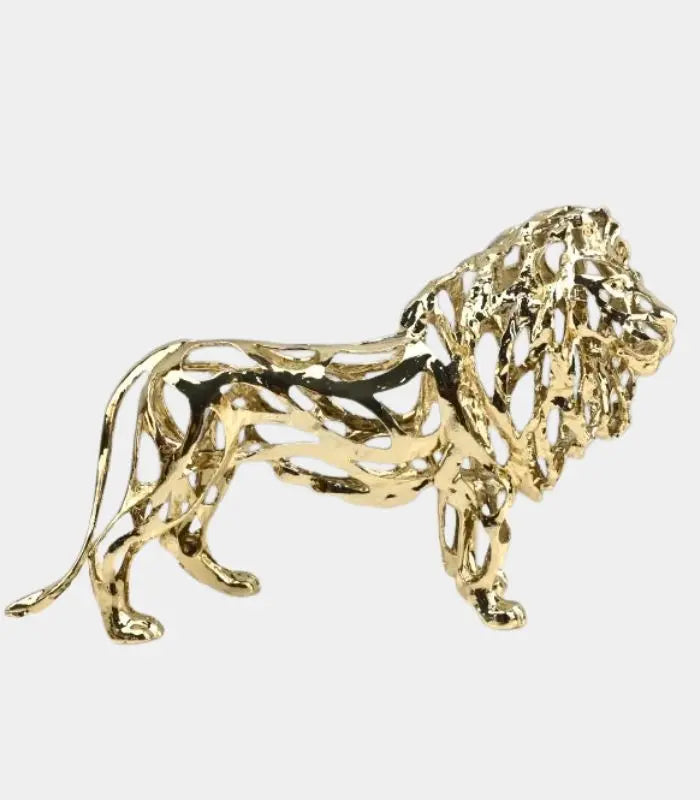 Golden Lion Sculptural Accent Piece Large Decorative Sculpture