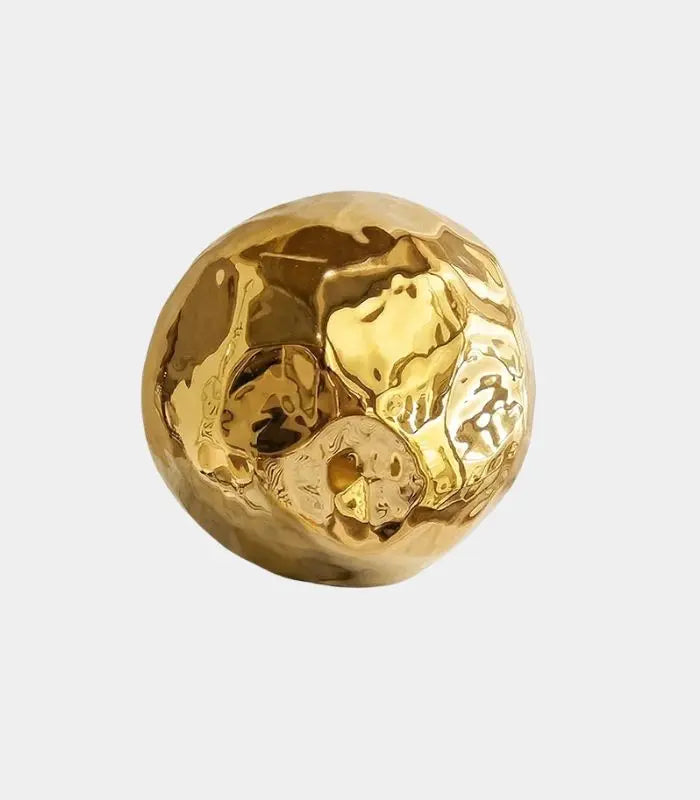 Meditazione Golden Sculptural Sphere – Enamel and Ceramic Decorative Object