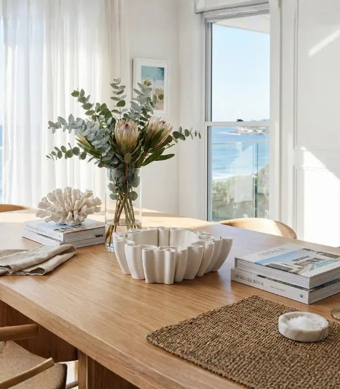 Large Ceramic Decorative Twist Bowl Centerpiece Bowl - Modern Design, 30 cm