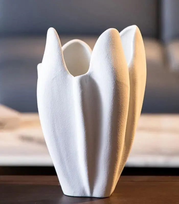 Blanc Ceramic Vase White Textured