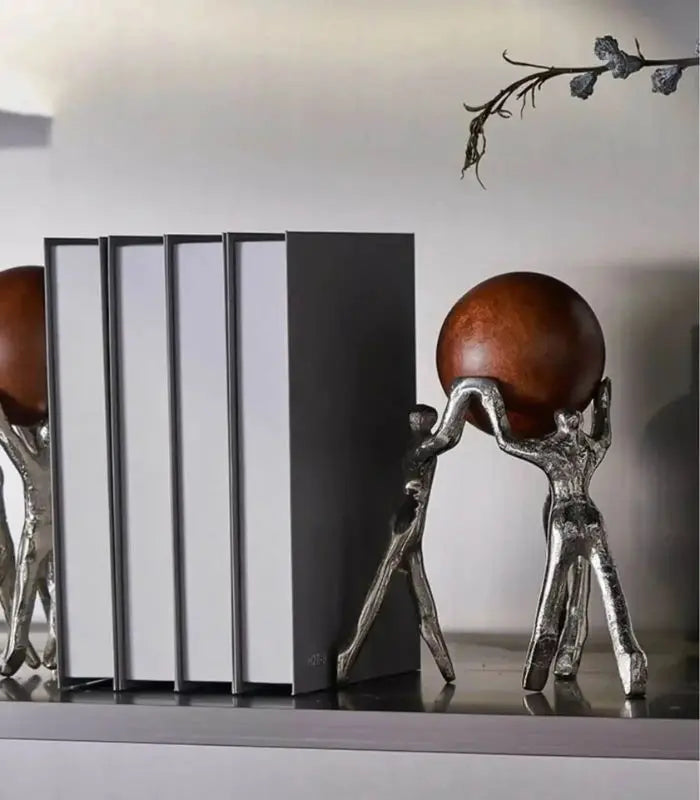 Contemporary Decorative Sculpture Abstract Figurative Sculpture - Atlas Sphere Bearer Art Piece 25 cm