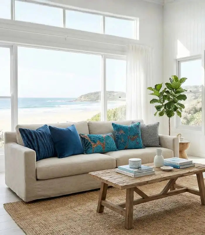 Velvet Floral Garden Cushion Cover Velvet Embroidery Blue