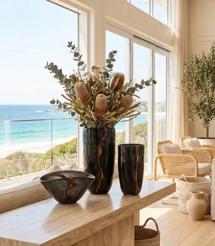 Black Orion Tabletop Vase Glass