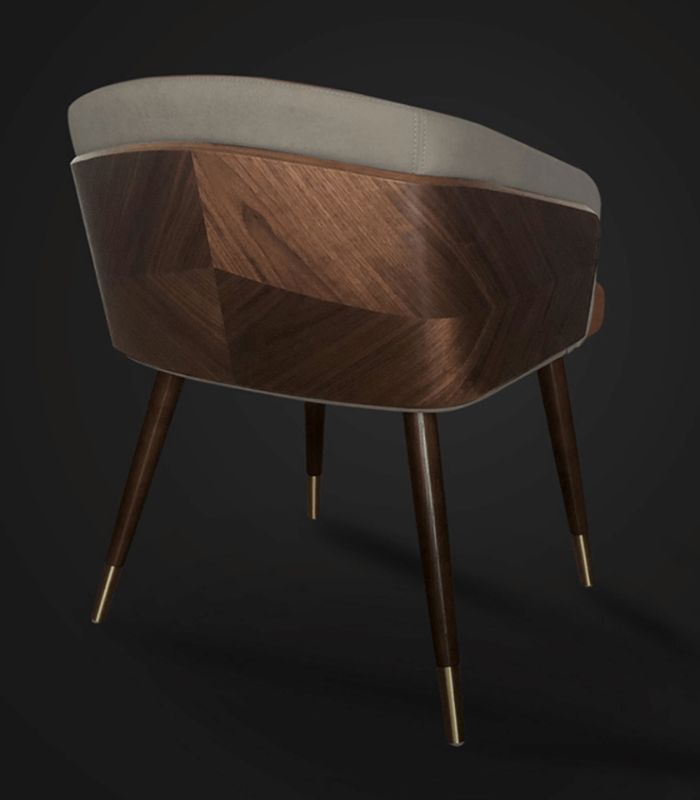 Hollyfield Modern Wood & Leather Dining Armchair 70cm