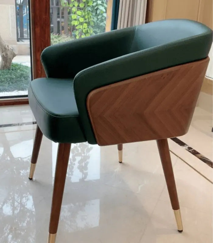 Hollyfield Modern Wood & Leather Dining Armchair 70cm