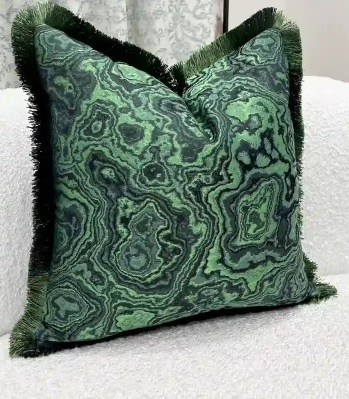 Luxe Geode Fringe Throw Pillow Cover - Woven Jacquard Cushion Cover, 45x45cm