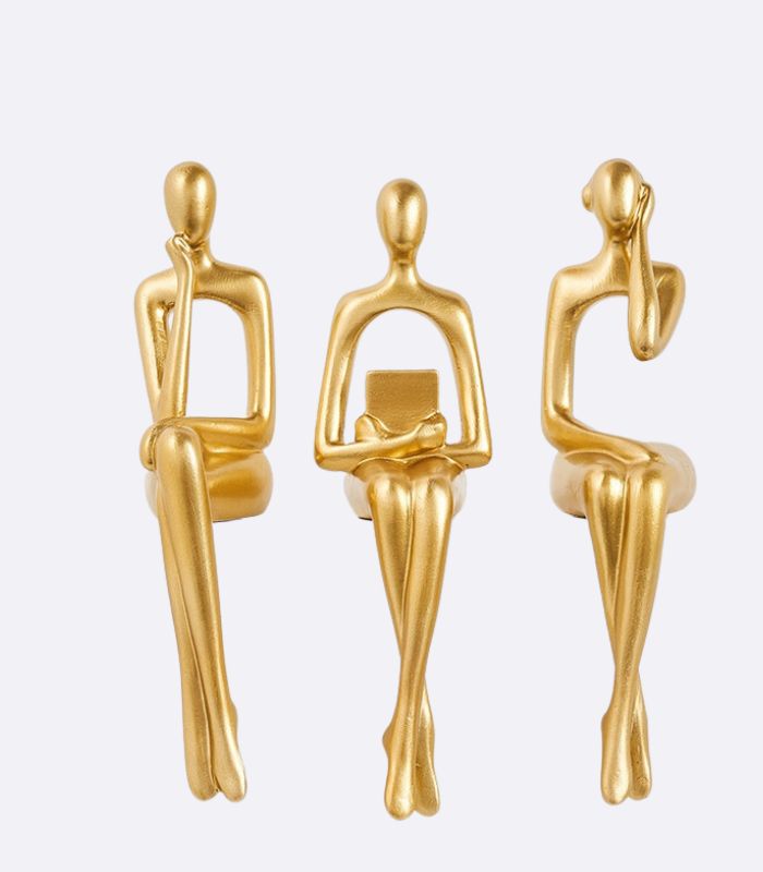 Set 3 Pcs Book Shelf Decor Figure Object Resin Flocking 17cm