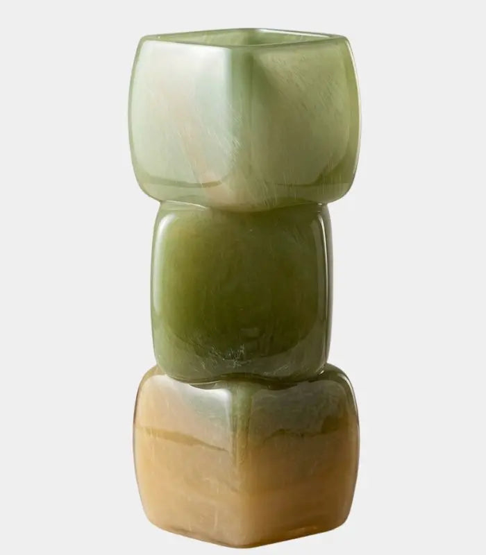 Handcrafted Stacked Glass Vase – Gradient Ombre Design 28 cm