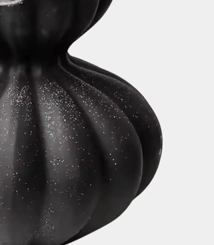 Delmara Sculptural Ceramic Vase – Ribbed Charcoal Design