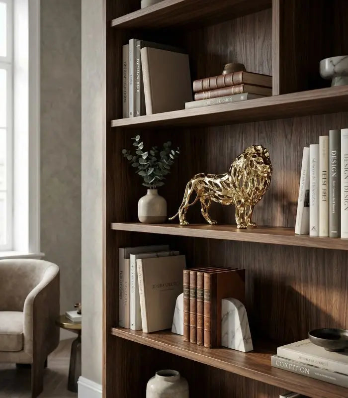 Golden Lion Sculptural Accent Piece Large Decorative Sculpture 31x20 cm