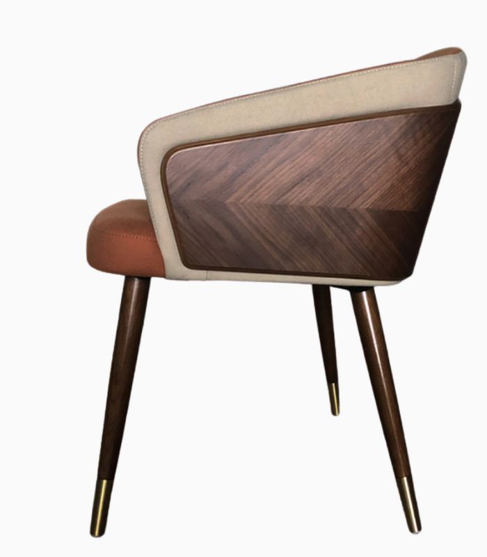 Hollyfield Modern Wood & Leather Dining Armchair 70cm