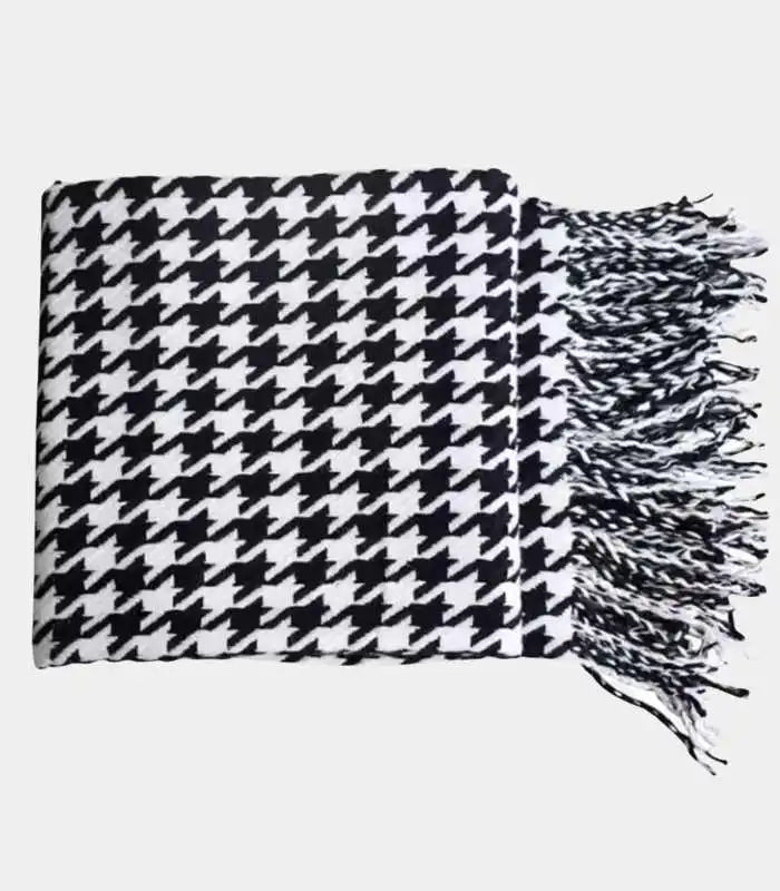 Houndstooth Throw Black and White Modern Sofa Blanket