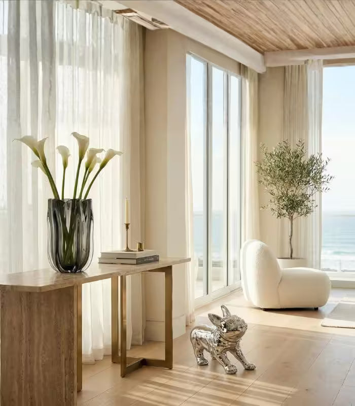 Silver French Bulldog Decorative Sculpture | Modern Home Accent Piece