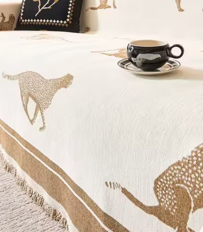 Leopard Print Sofa Cover | Couch Cover Chenille Jacquard