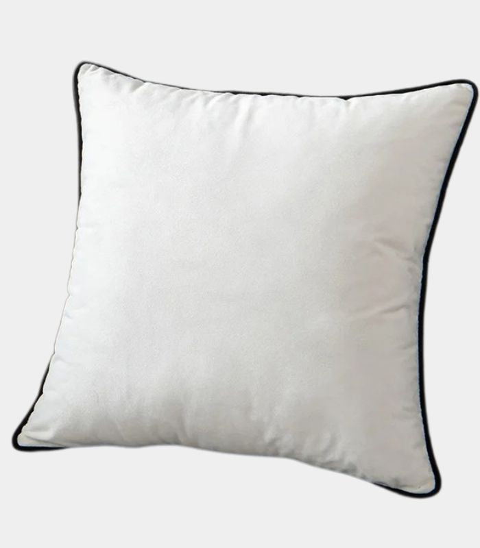 Camillo Cushion Cover Black and White Velvet with Pipping