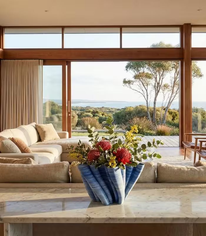 Modern Ceramic Wave Design Vase Centerpiece Bowl 33 cm Sea Blue