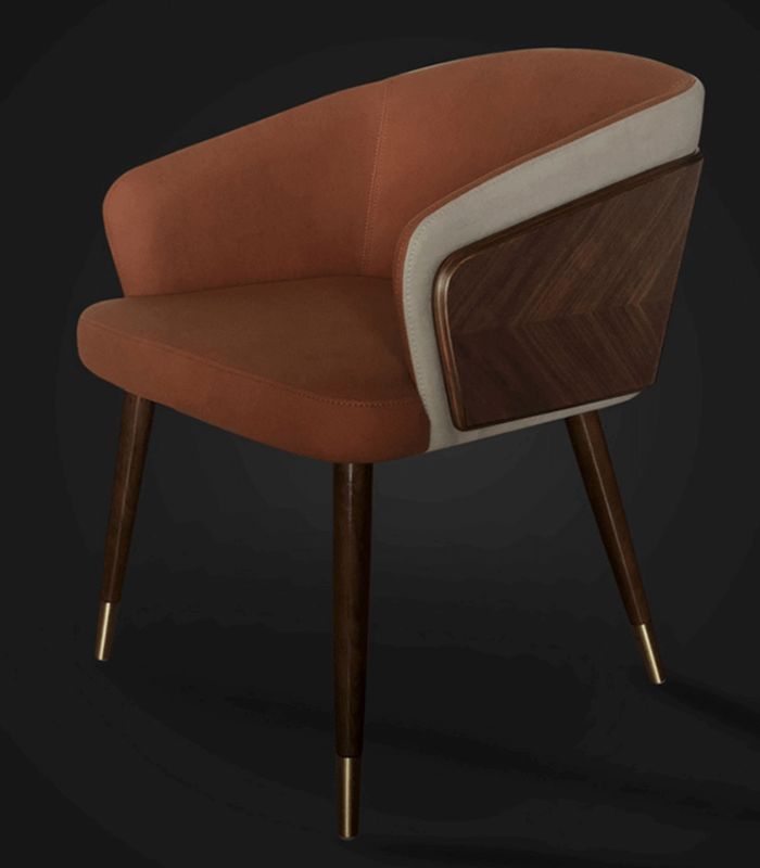 Hollyfield Modern Wood & Leather Dining Armchair 70cm