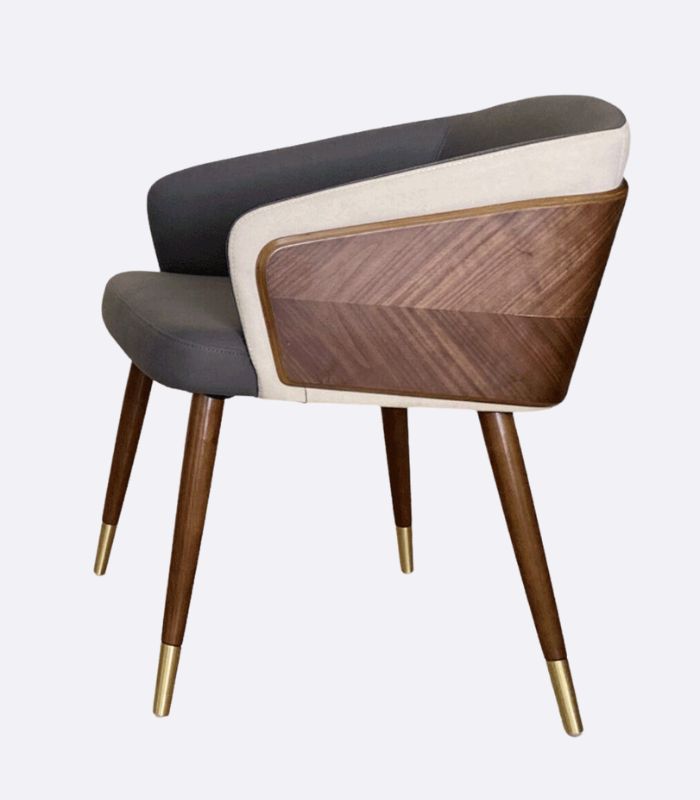 Hollyfield Modern Wood & Leather Dining Armchair 70cm