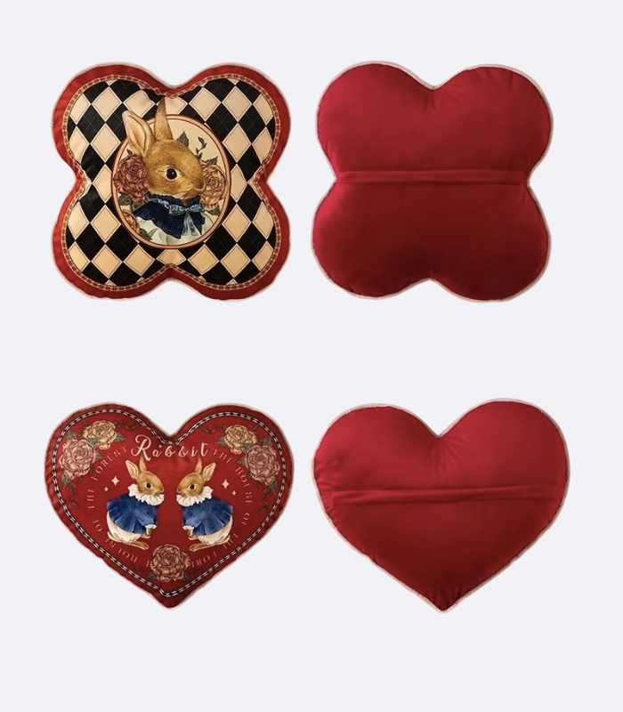 Throw Cushion with Insert Red Velvet Vintage Style