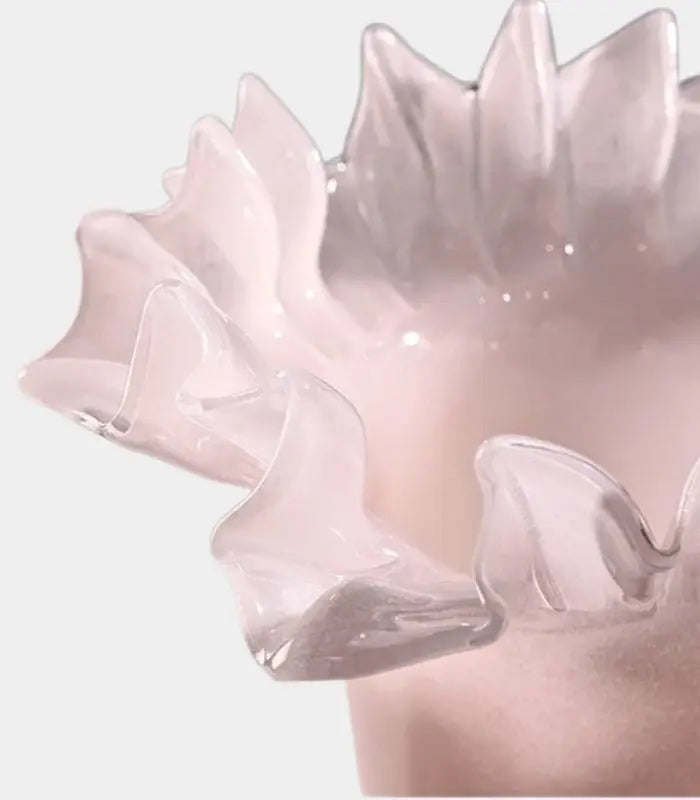 Glass Petal Vase Handcrafted Floral Design Pink  22x24 cm (8.66 × 9.45 in)