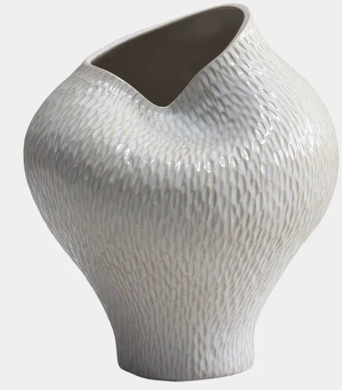 Odessa Handcrafted Ceramic Vase – White Textured Organic Sculptural Form 29 cm (11.42 in)