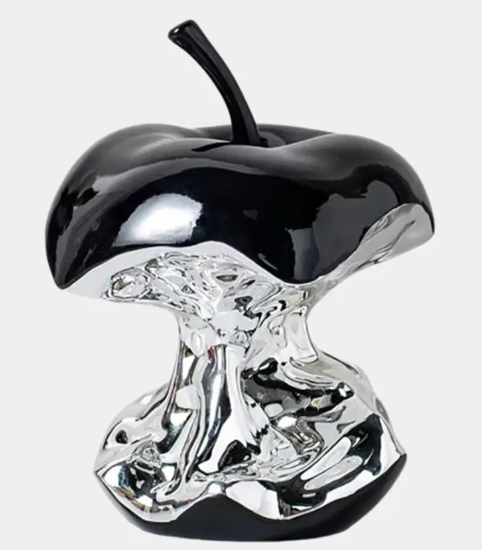 Midnight Core Apple Sculpture Ceramic Abstract Sculptural Vessel – Contemporary Art Object Collection