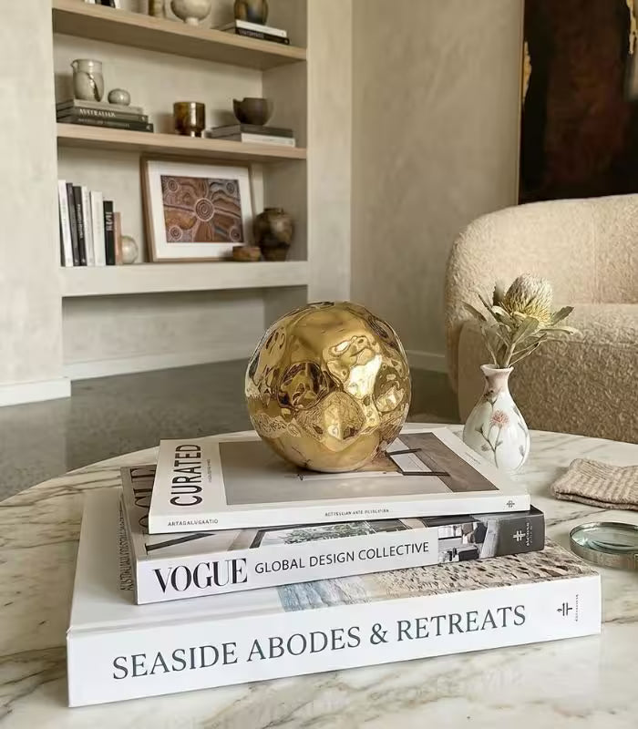 Meditazione Golden Sculptural Sphere – Enamel and Ceramic Decorative Object