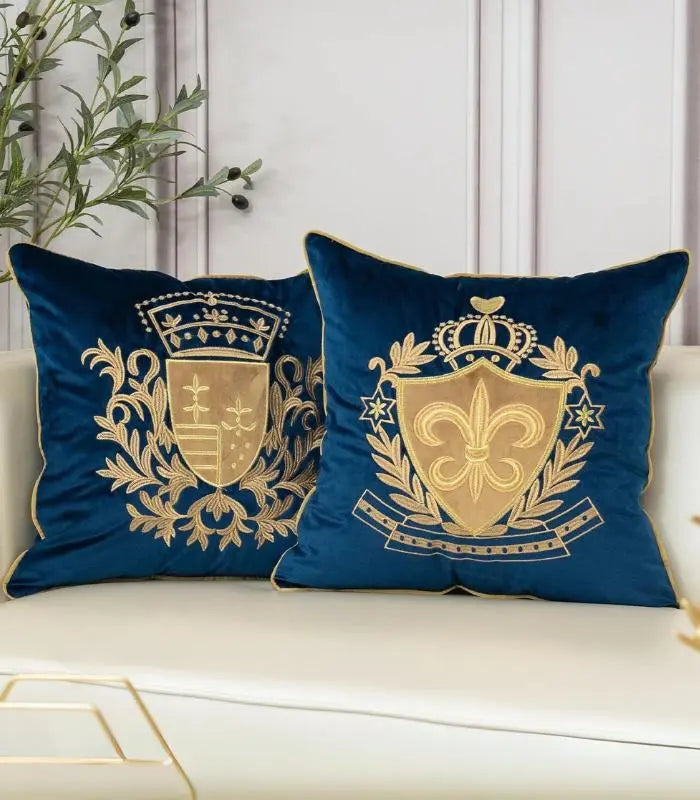 Royal Velvet Cushion Cover with Gold Embroidery 45cm