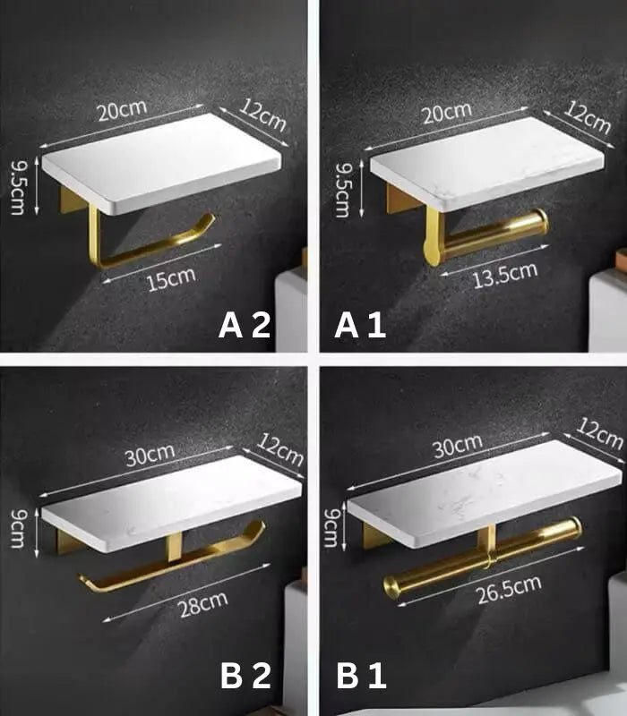 Toilettenpapierhalter Wandmontage Naturmarmor Gebürstetes Gold
