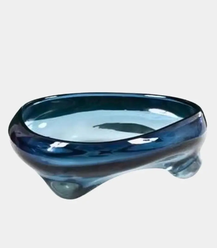 Artisan Handblown Glass Decorative Bowl - Modern Fluid Design in 3 Sizes