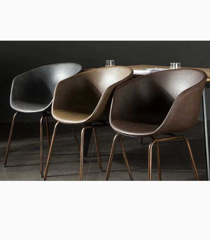 Modern Leather Dining Armchair 80cm