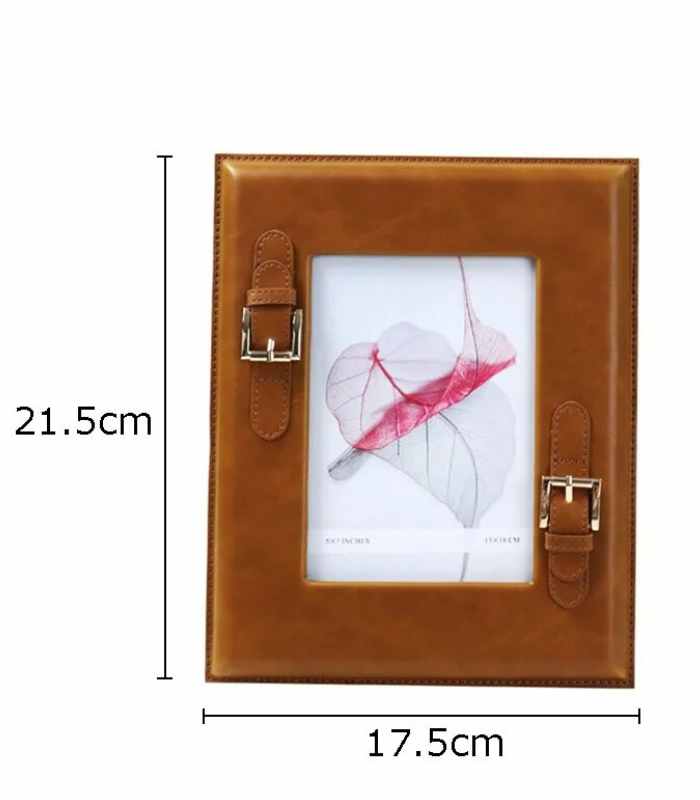 Brown Leather Photo Frame with Buckle