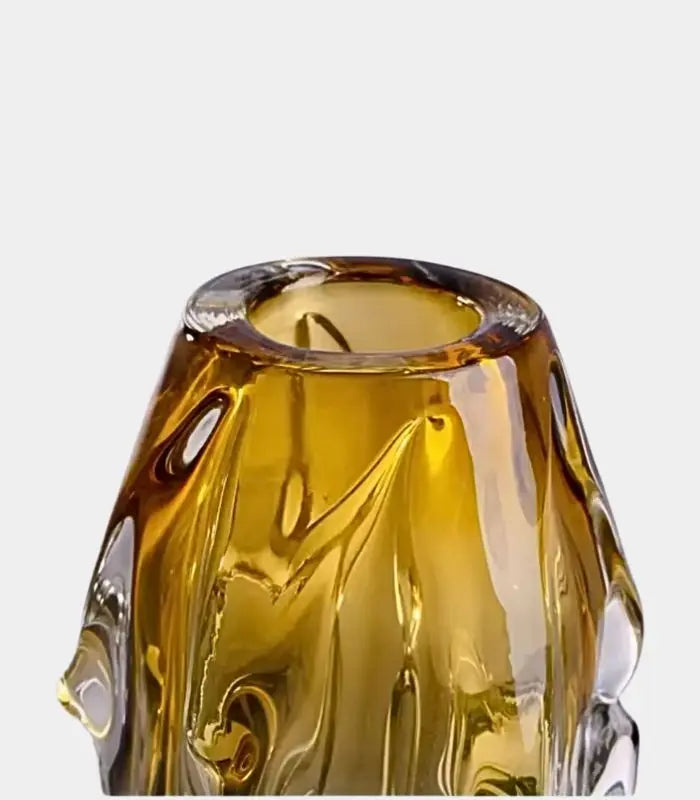 Solstice Amber Flow Crystal Art Glass Vase