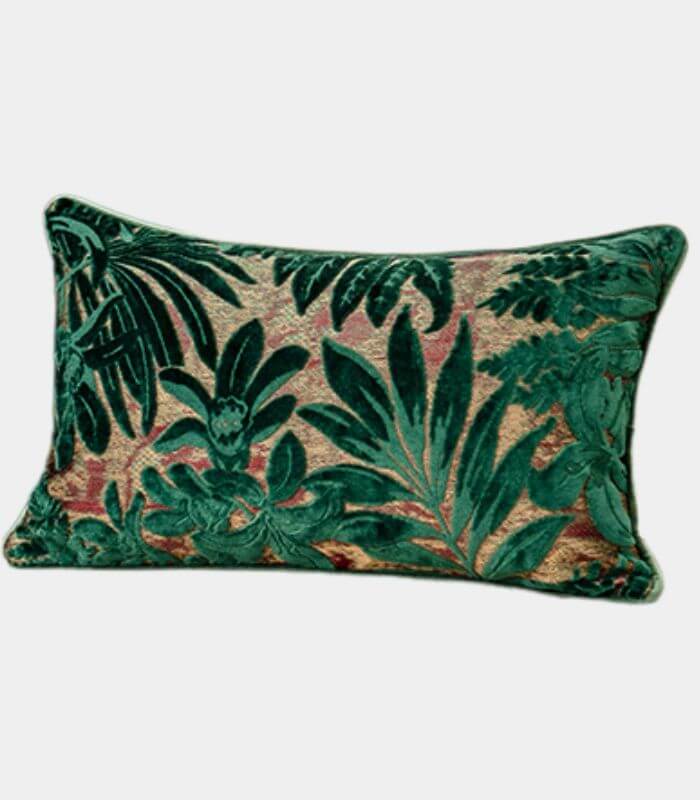 Velvet Floral Garden Cushion Cover Velvet Embroidery Green