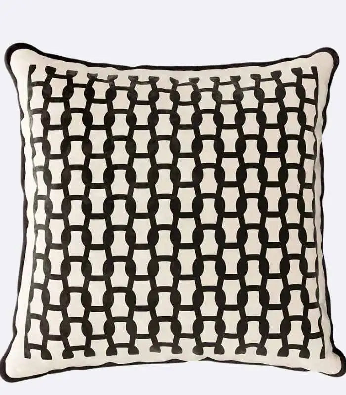 Romantic Cushion Cover Black & White Velvet