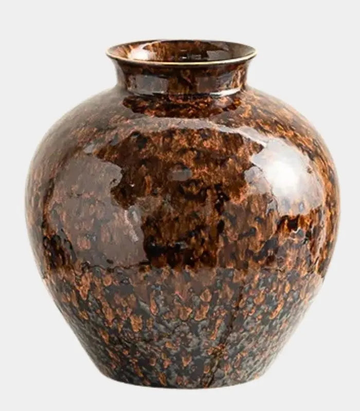 Vesper Tabetop Vase – Tortoiseshell Glaze Design with Round Silhouette Porcelain 24 cm