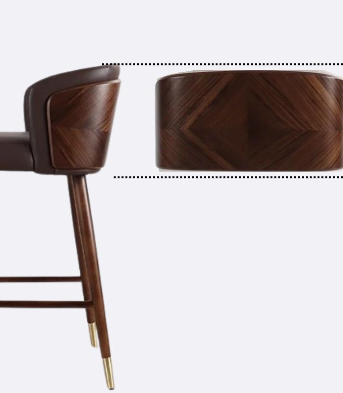 Hollyfield Modern Leather Bar Chair Brown Wood