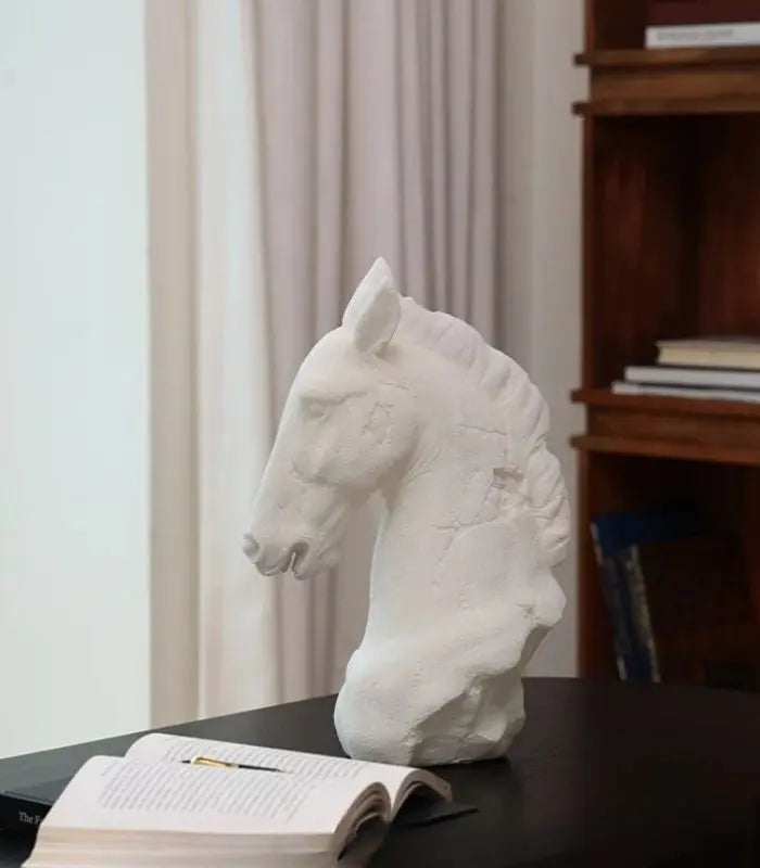 Majestic Horse Head Sculpture – Pearl White Resin Bust