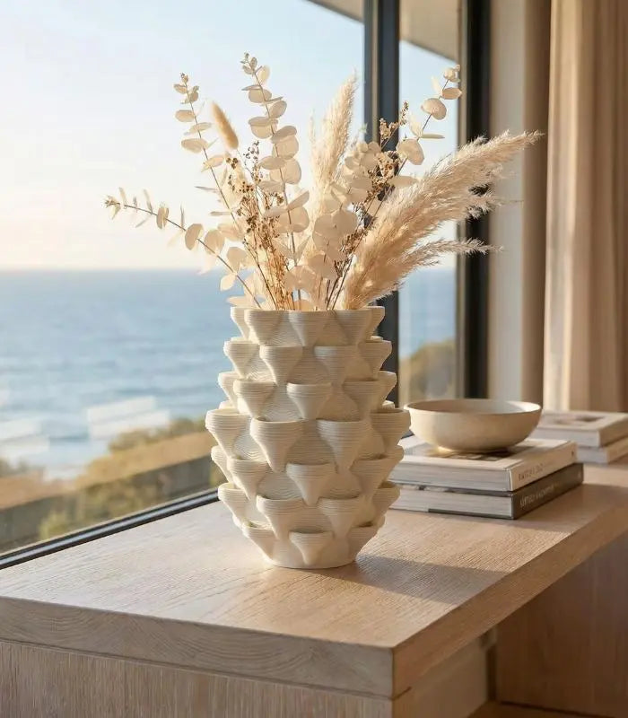 The Coral Architectural Ceramic Vase White 18.5 cm