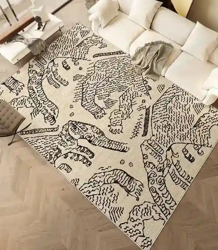 Miramar Artisan Sketch Area Rug – Abstract Wildlife Design